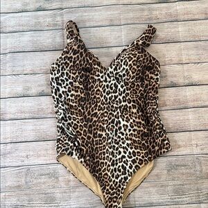 Maternity Leopard Print One-Piece Swimsuit size large